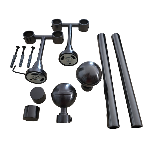 Galerie metalica Kalisto, fara inele, dubla pentru tavan, 19 mm, black nichel - imagine 5