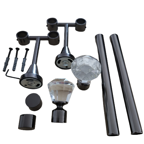 Galerie metalica Cristal, fara inele, dubla pentru tavan, 19 mm, black nichel - imagine 5