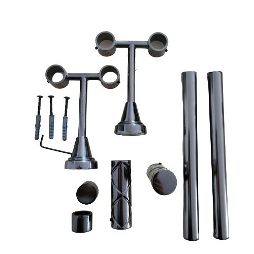 Galerie metalica Ciel, fara inele, dubla pentru tavan, 19 mm, black nichel - imagine 4