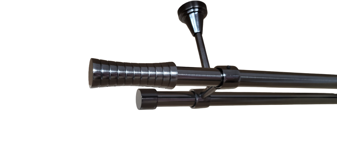 Galerie metalica Febris, fara inele, dubla pentru tavan, 19 mm, black nichel