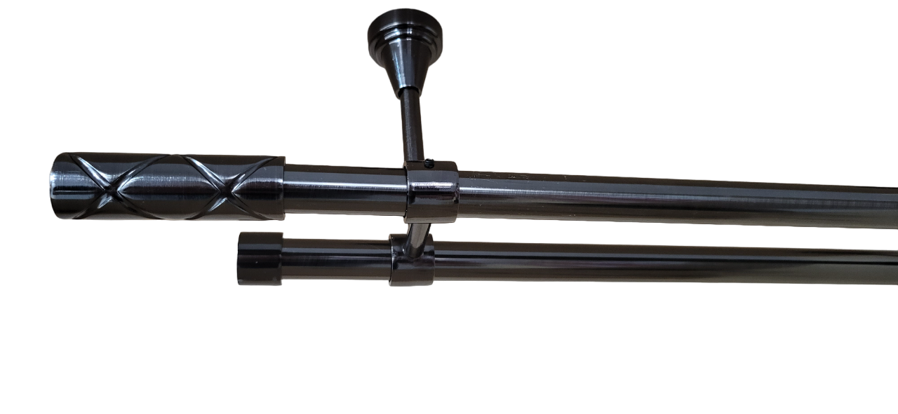 Galerie metalica Ciel, fara inele, dubla pentru tavan, 19 mm, black nichel
