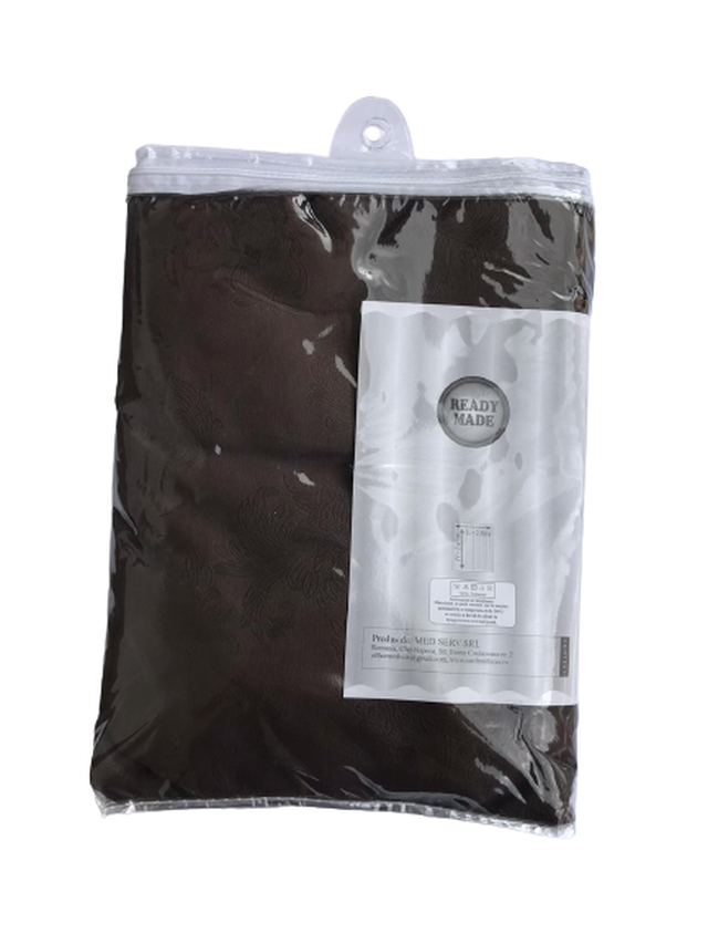 Draperie blackout, cu inele, maro cu model floral - imagine 4