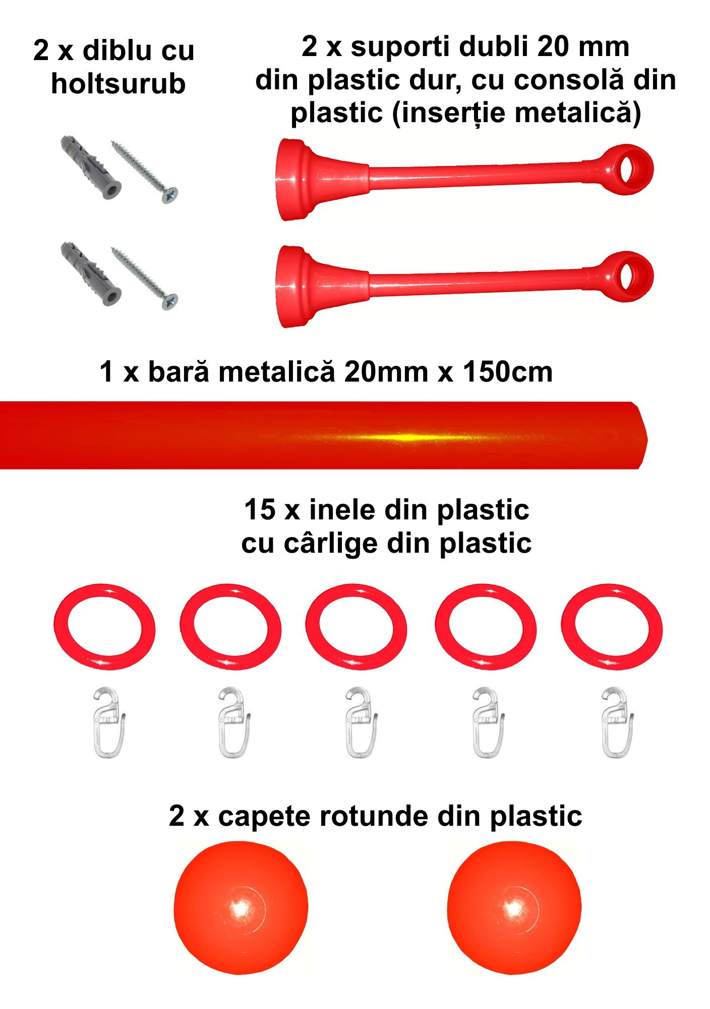 Set galerie simpla Estetique copii, 20 mm, rosu - imagine 4