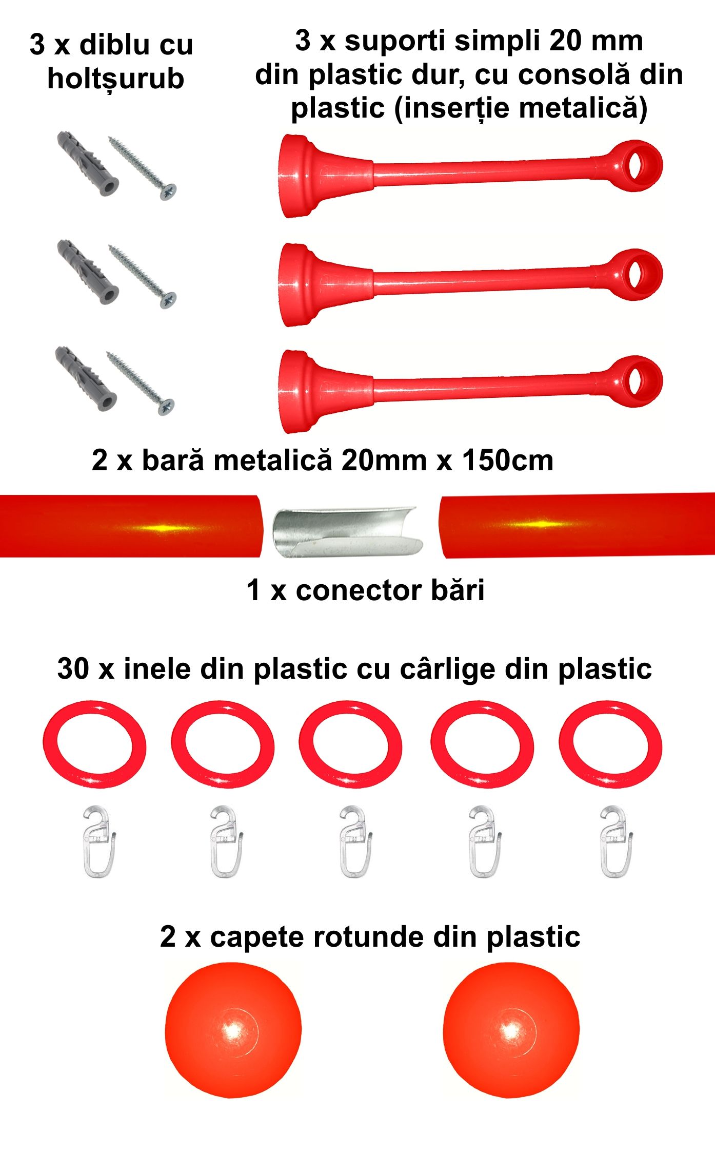 Set galerie simpla Estetique copii, 20 mm, rosu - imagine 5