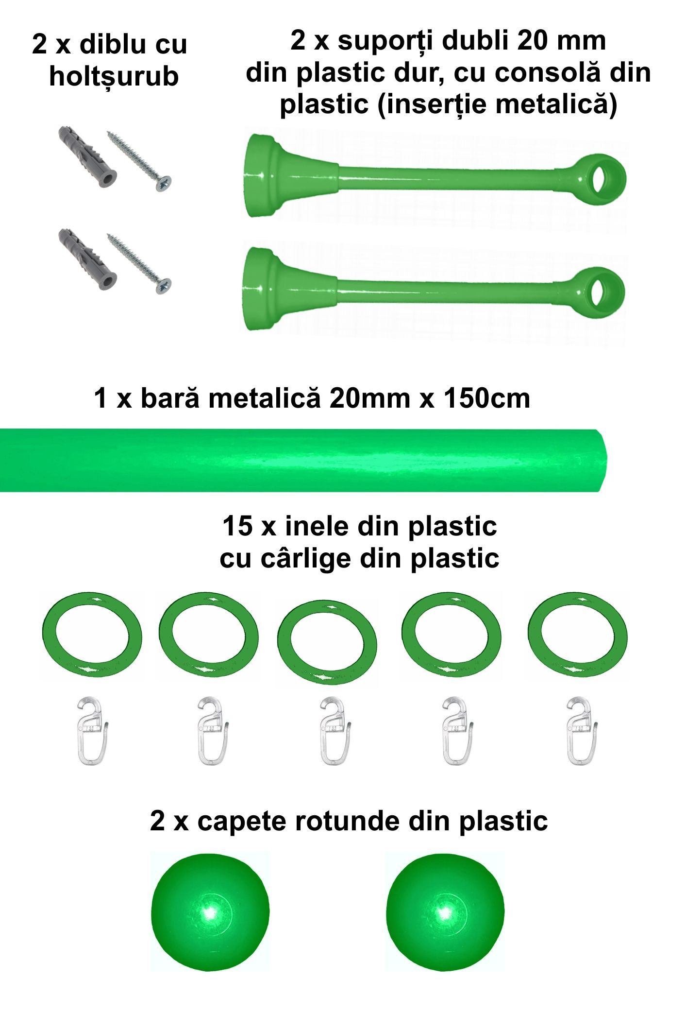 Set galerie simpla Estetique copii, 20 mm, verde - imagine 2