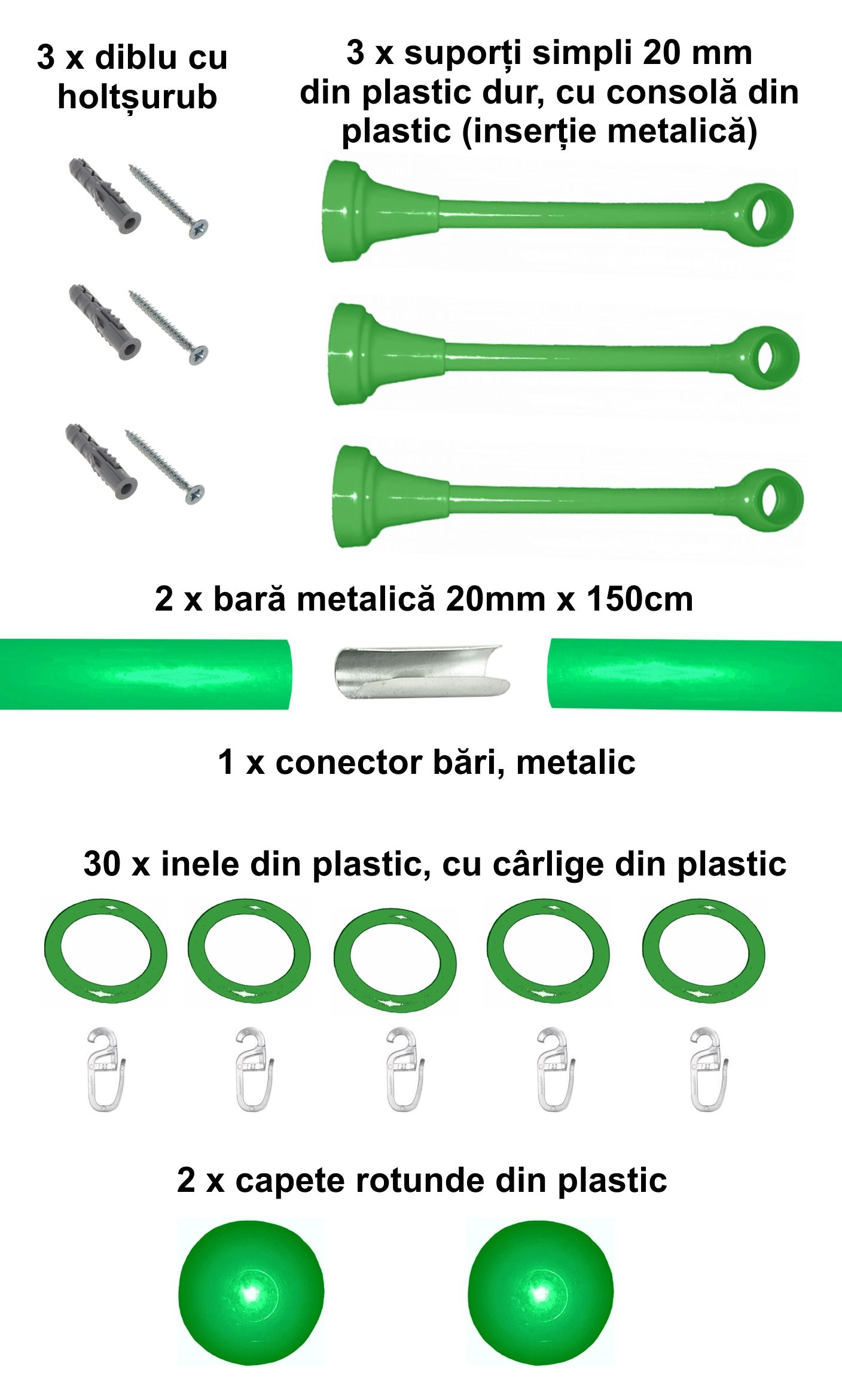 Set galerie simpla Estetique copii, 20 mm, verde - imagine 4