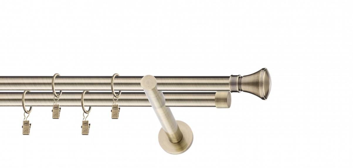 Galerie metalica Conic dubla moderna 16 mm, antique brass (auriu antic)