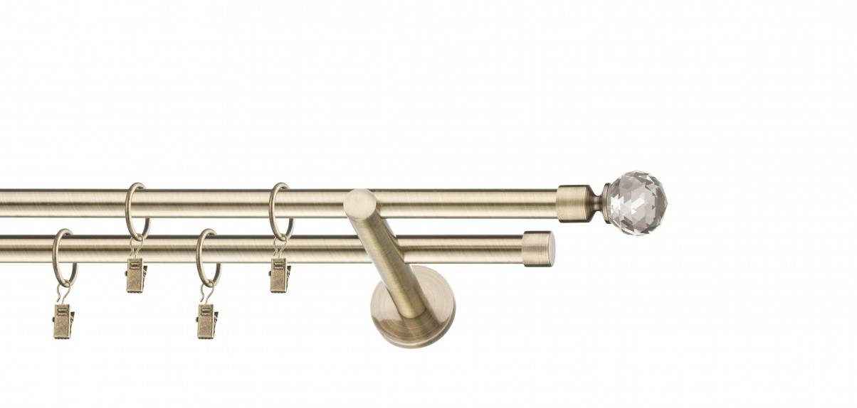 Galerie metalica Cristal dubla moderna 16 mm, antique brass (auriu antic)