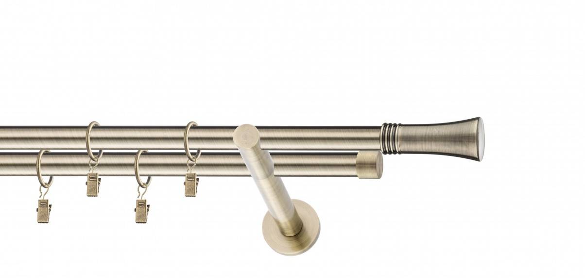 Galerie metalica Ahile dubla moderna 19 mm, antique brass (auriu antic)