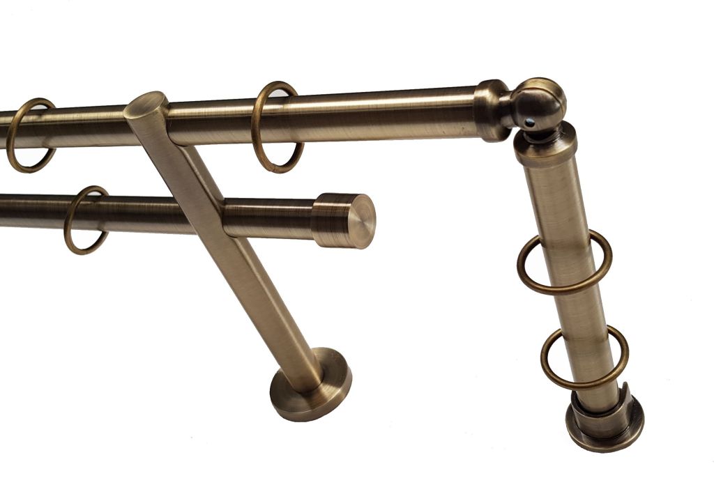 Galerie metalica Blackout dubla moderna 19 mm, antique brass (auriu antic)