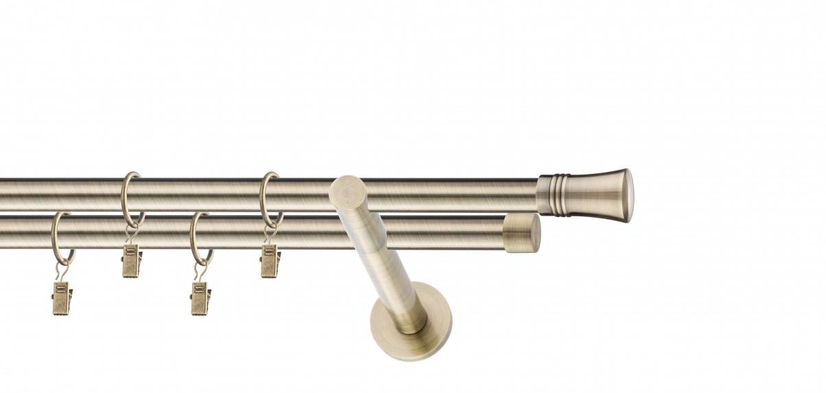 Galerie metalica Capri dubla moderna 19 mm, antique brass (auriu antic)