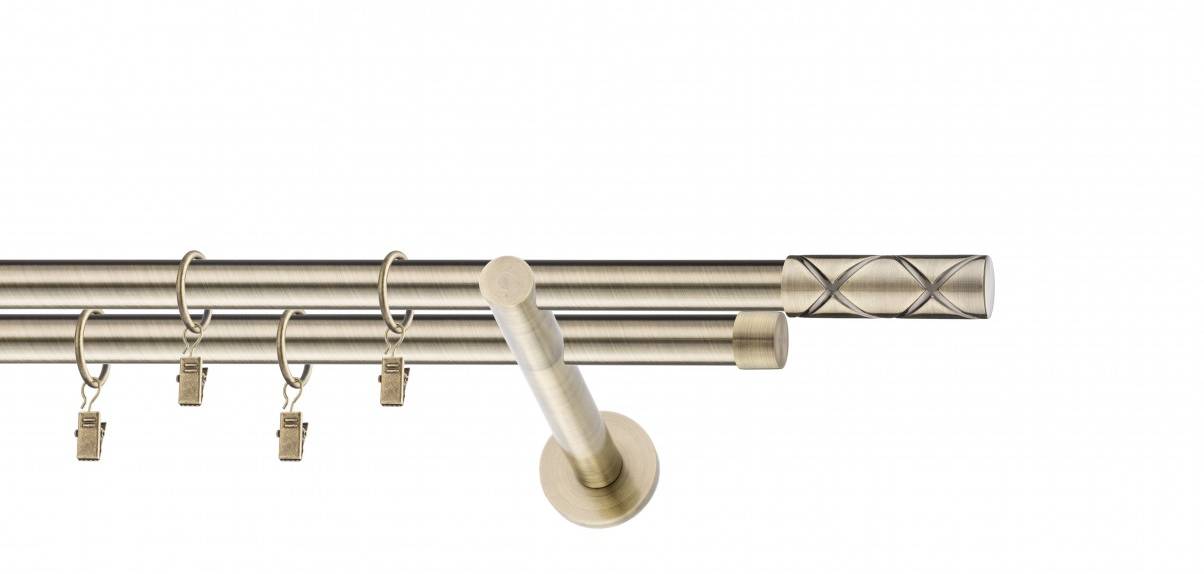 Galerie metalica Ciel dubla moderna 19 mm, antique brass (auriu antic)
