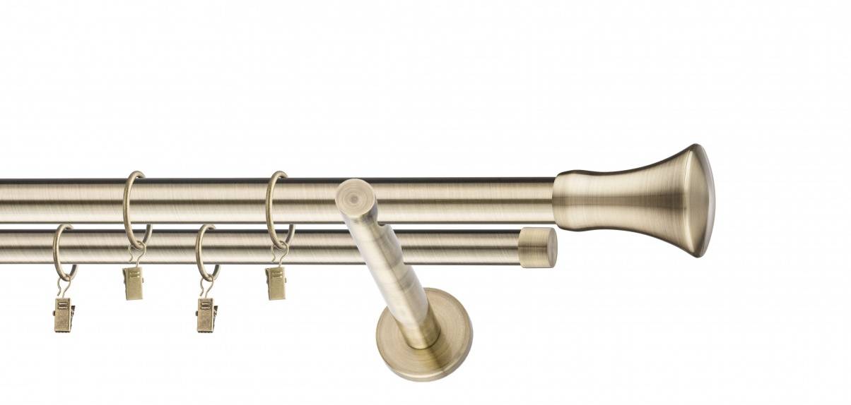 Galerie metalica Monaco dubla moderna 19 mm, antique brass (auriu antic)