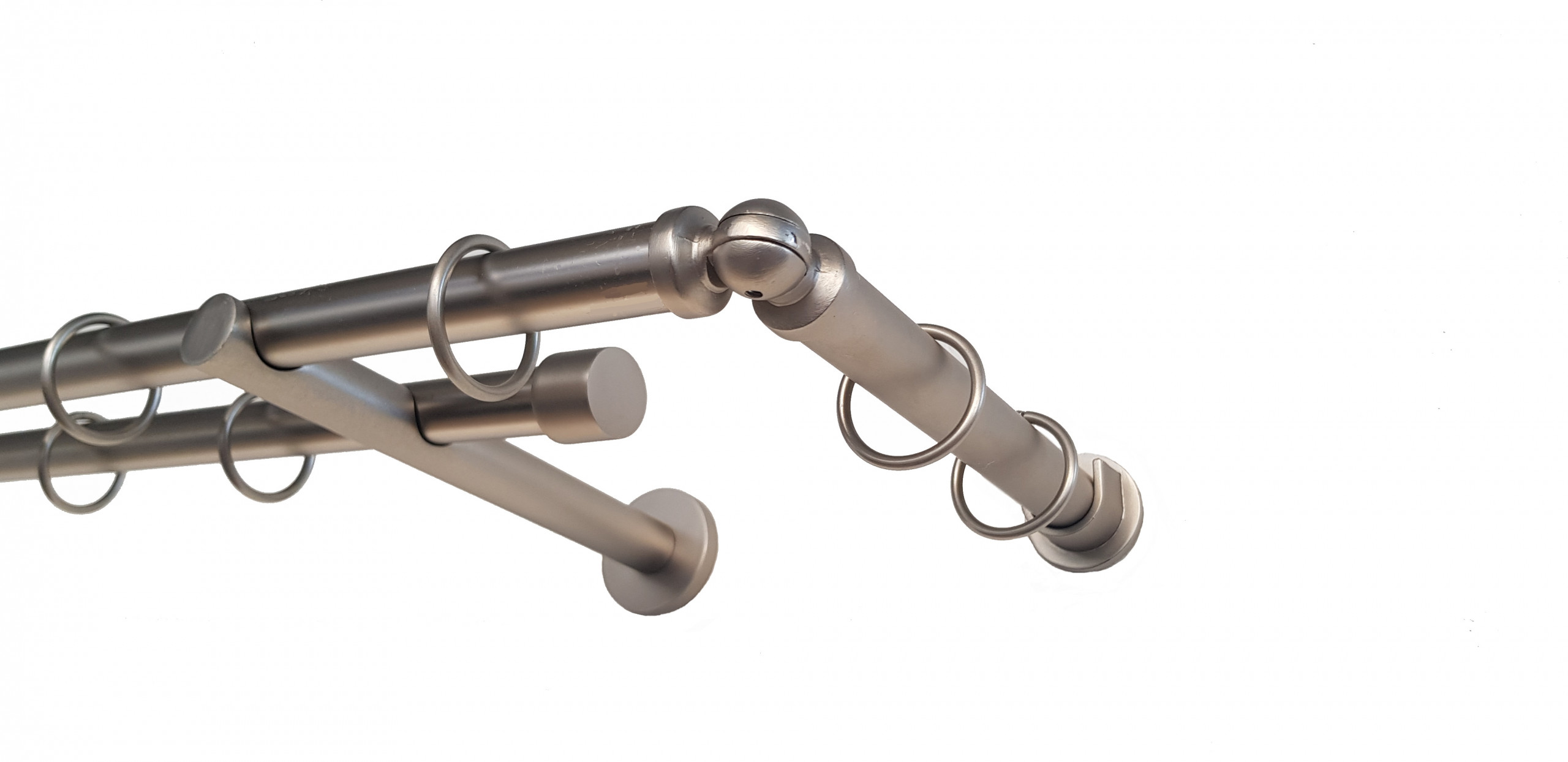 Galerie metalica Blackout dubla moderna 19 mm, satin nickel (argintiu mat)
