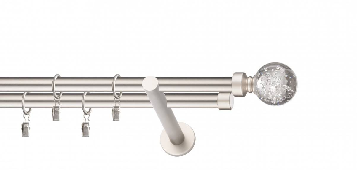 Galerie metalica Buble dubla moderna 19 mm, satin nichel (argintiu mat)