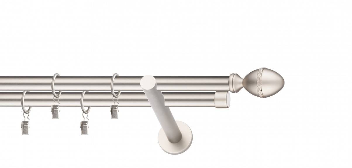 Galerie metalica Cezar dubla moderna 19 mm, satin nichel (argintiu mat)