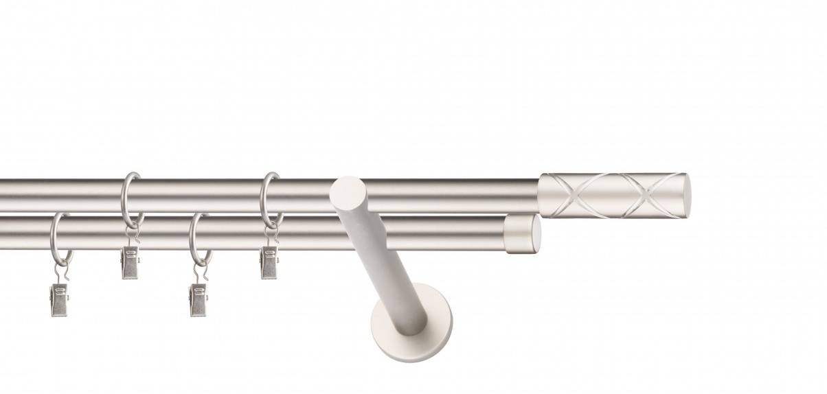 Galerie metalica Ciel dubla moderna 19 mm, satin nichel (argintiu mat)