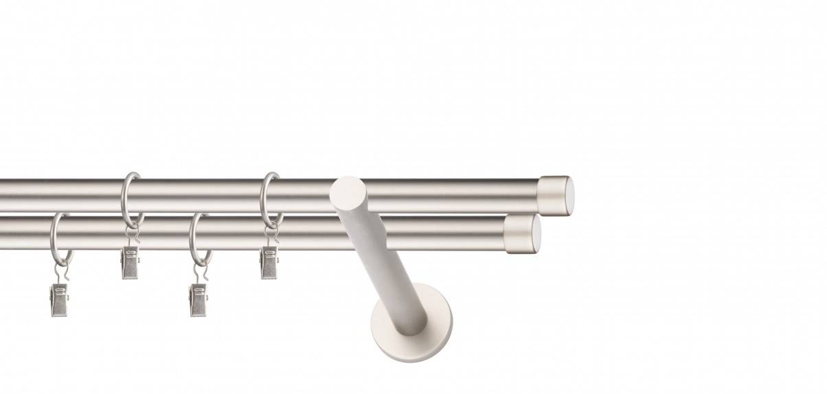 Galerie metalica Luna dubla moderna 19 mm, satin nichel (argintiu mat)