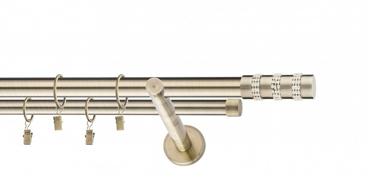 Galerie metalica Amber dubla moderna 25 mm, antique brass (auriu antic)