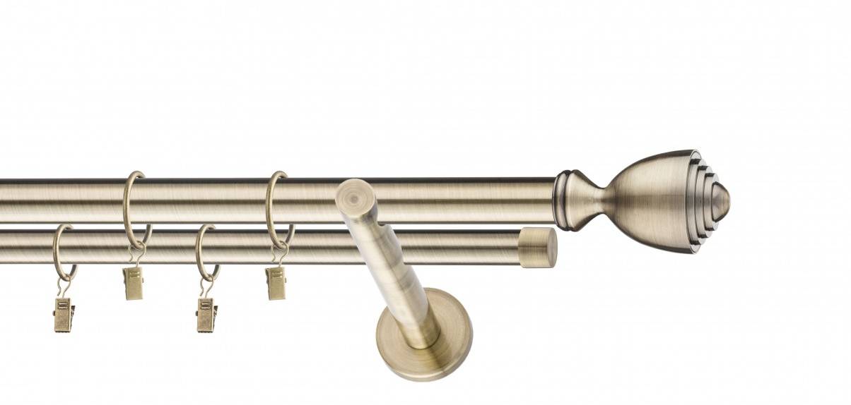 Galerie metalica Avanti dubla moderna 25 mm, antique brass (auriu antic)