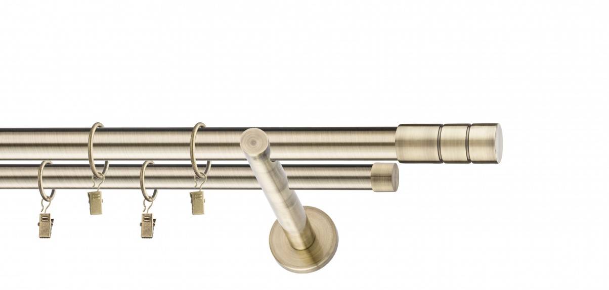 Galerie metalica Ciel dubla moderna 25 mm, antique brass (auriu antic)