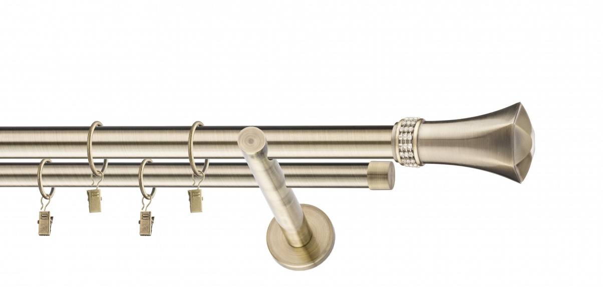 Galerie metalica Montana dubla moderna 25 mm, antique brass (auriu antic)
