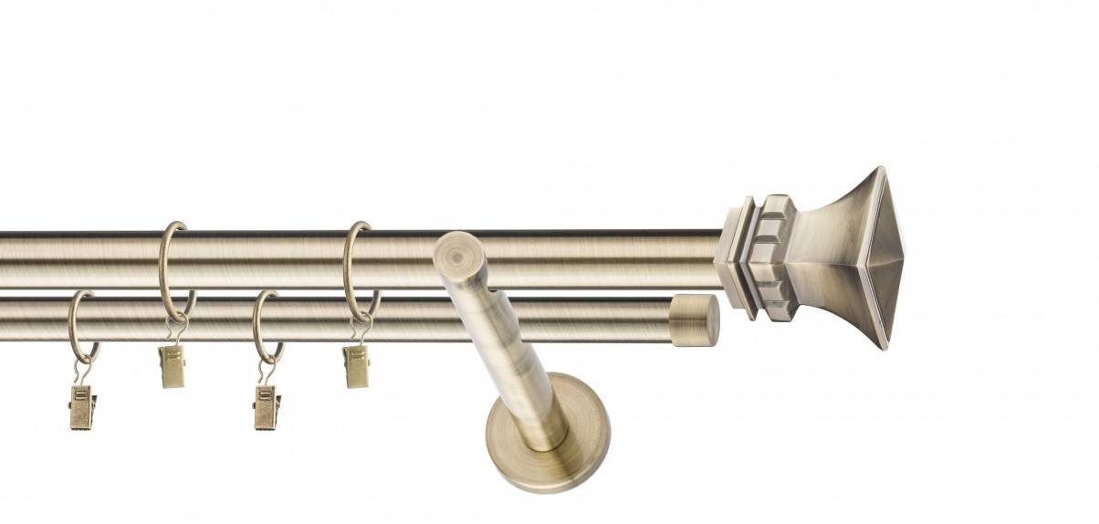 Galerie metalica Verona dubla moderna 25 mm, antique brass (auriu antic)