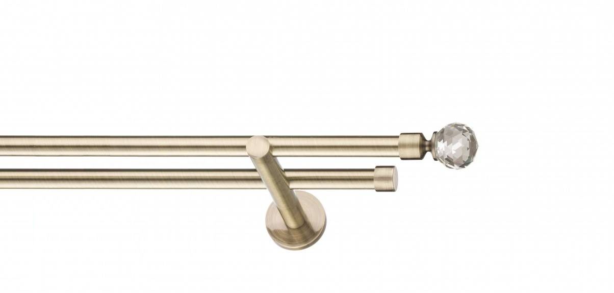 Galerie metalica Cristal -fără inele, dubla - moderna, 16 mm, antique brass (auriu antic)