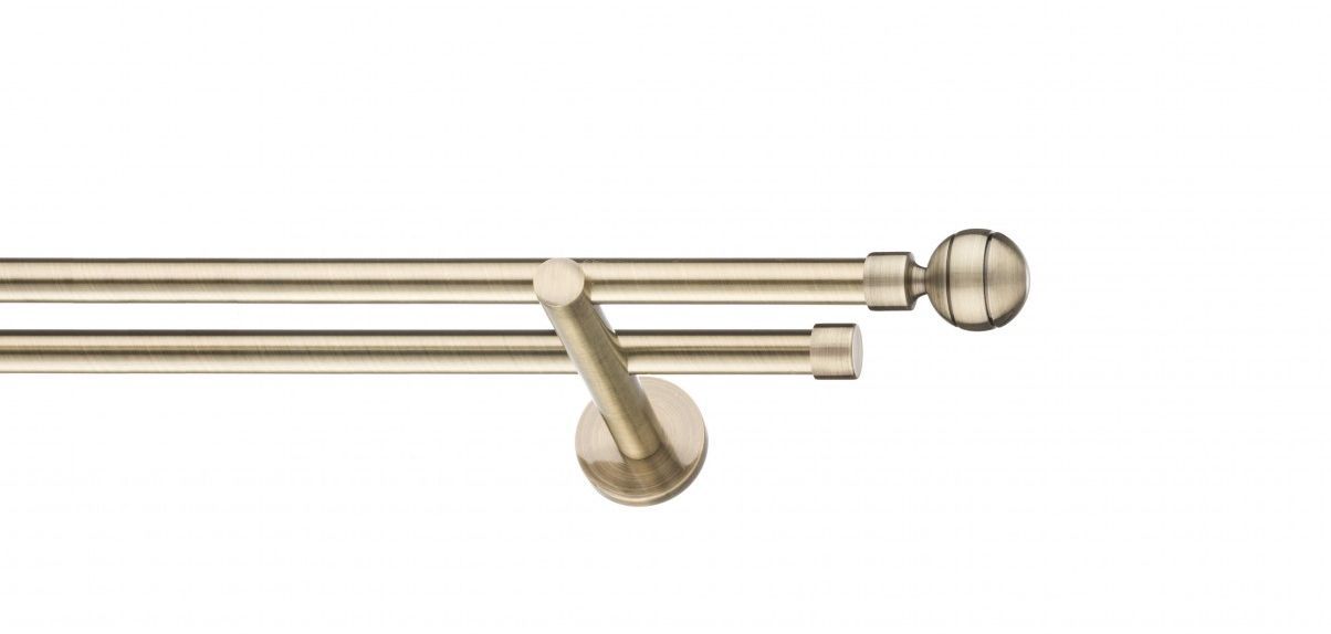 Galerie metalica Davi -fără inele, dubla - moderna, 16 mm, antique brass (auriu antic)