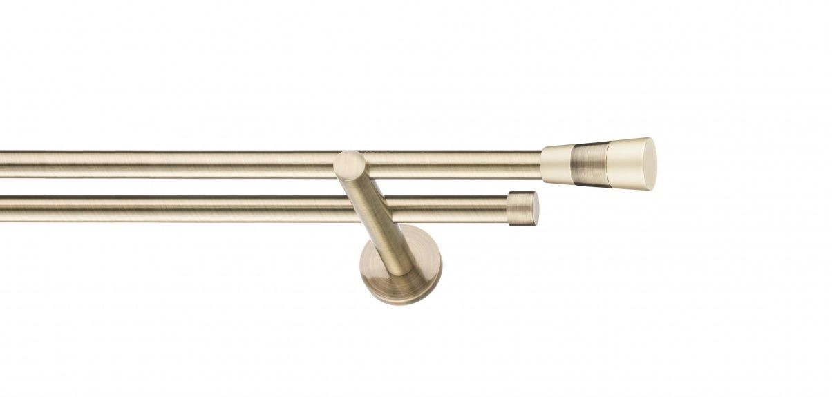 Galerie metalica Doris -fără inele, dubla - moderna, 16 mm, antique brass (auriu antic)