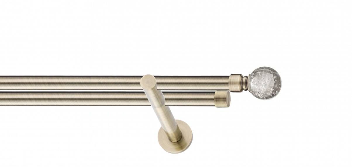 Galerie metalica Buble -fara inele, dubla - moderna, 19 mm, antique brass (auriu antic)