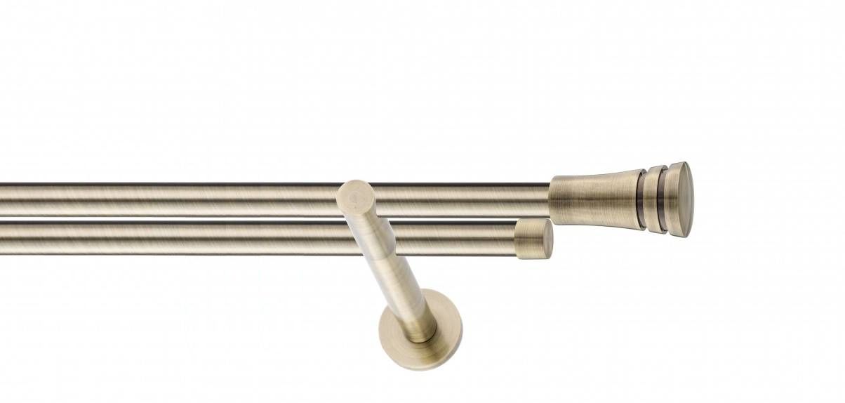 Galerie metalica Paola -fără inele, dubla - moderna, 19 mm, antique brass (auriu antic)