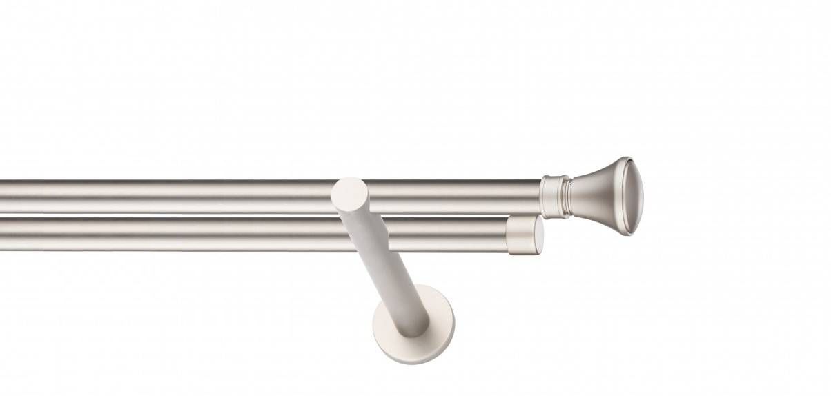 Galerie metalica Conic -fără inele, dubla - moderna, 19 mm, satin nichel (argintiu mat)