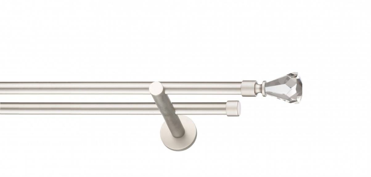 Galerie metalica Cristal Conic -fără inele, dubla - moderna, 19 mm, satin nichel (argintiu mat)