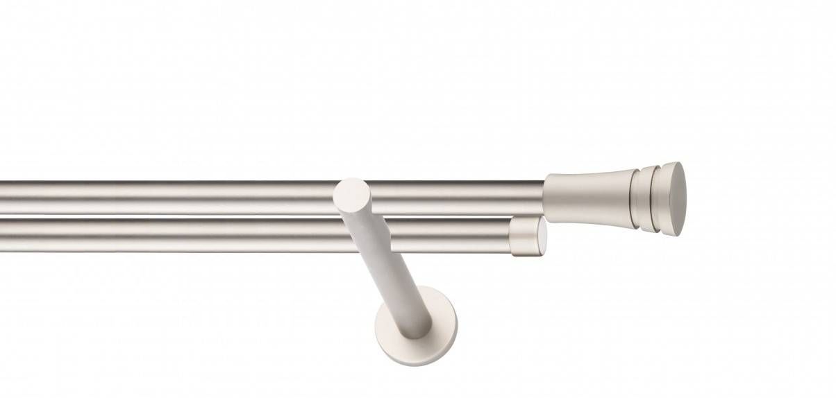 Galerie metalica Paola -fără inele, dubla - moderna, 19 mm, satin nichel (argintiu mat)