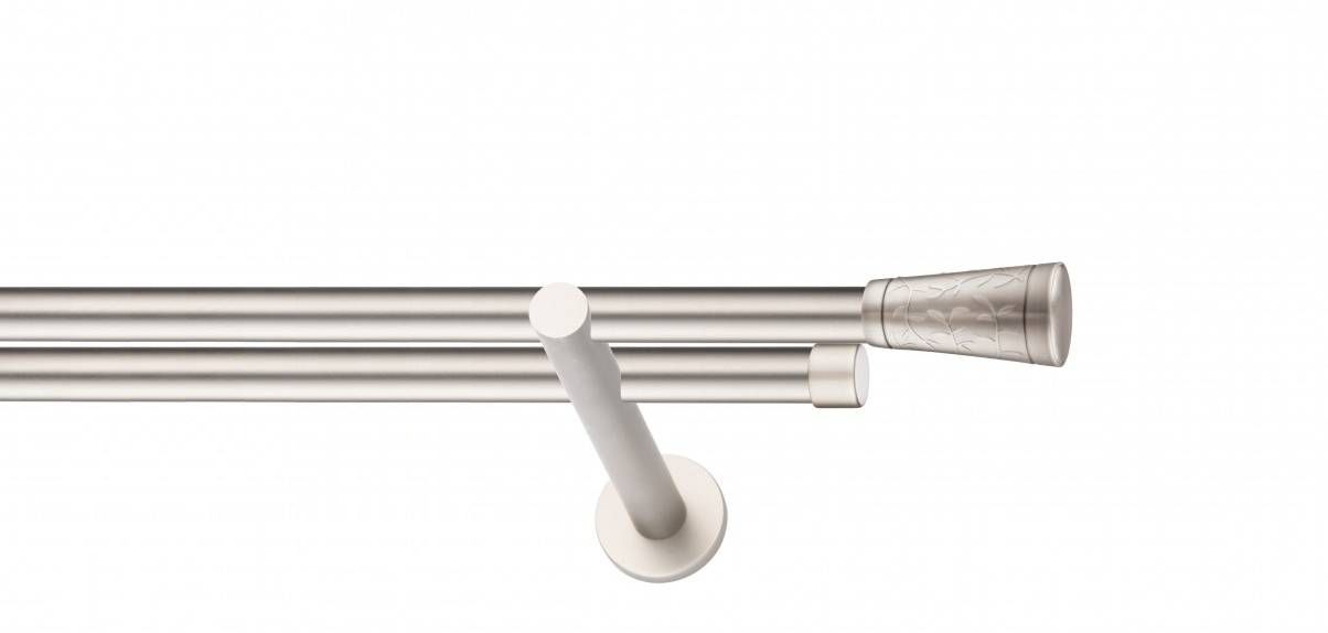 Galerie metalica Sevilla -fără inele, dubla - moderna, 19 mm, satin nichel (argintiu mat)