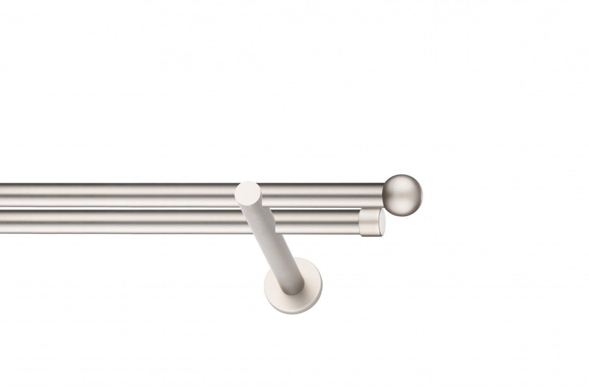 Galerie metalica Sfera -fără inele, dubla - moderna, 19 mm, satin nichel (argintiu mat)