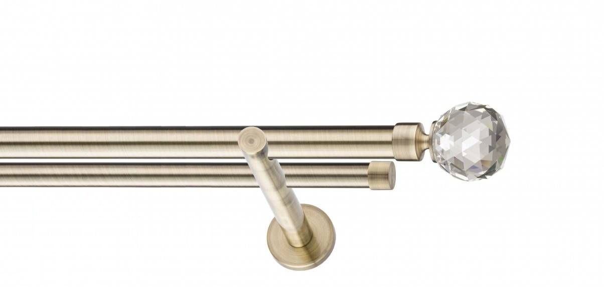 Galerie metalica Cristal -fără inele, dubla - moderna, 25 mm, antique brass (auriu antic)