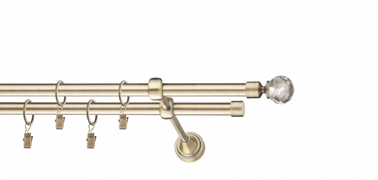 Galerie metalica Cristal dubla 16 mm, antique brass (auriu antic)