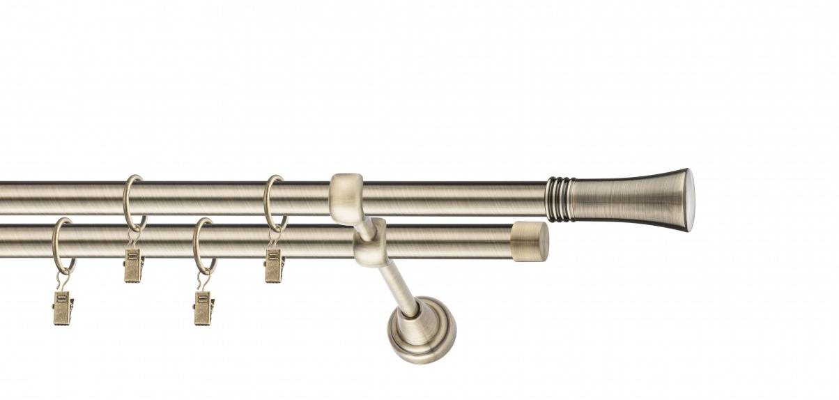 Galerie metalica Ahile dubla 19 mm, antique brass (auriu antic)