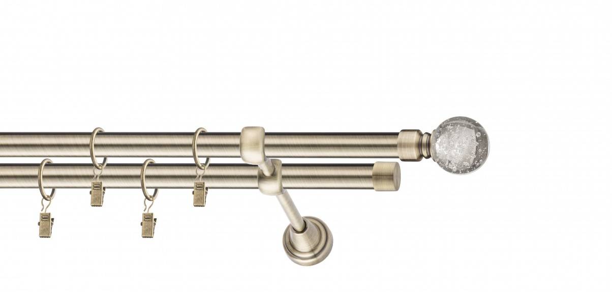 Galerie metalica Buble dubla 19 mm, antique brass (auriu antic)