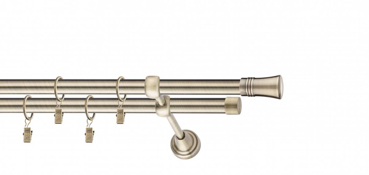 Galerie metalica Capri dubla 19 mm, antique brass (auriu antic)