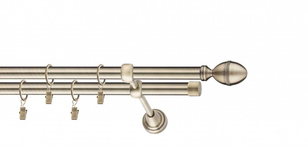 Galerie metalica Cezar dubla 19 mm, antique brass (auriu antic)