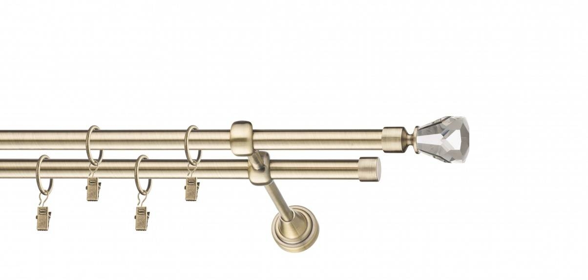 Galerie metalica Cristal dubla 19 mm, antique brass (auriu antic)