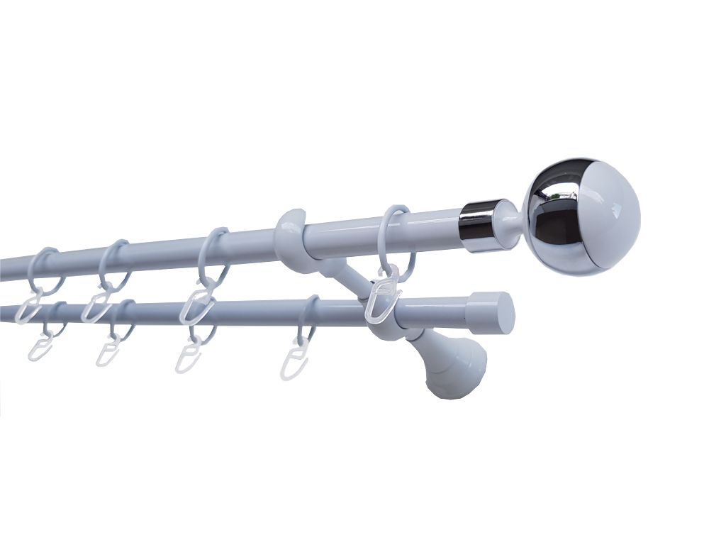 Galerie metalica Mirror dubla 19 mm, Alb