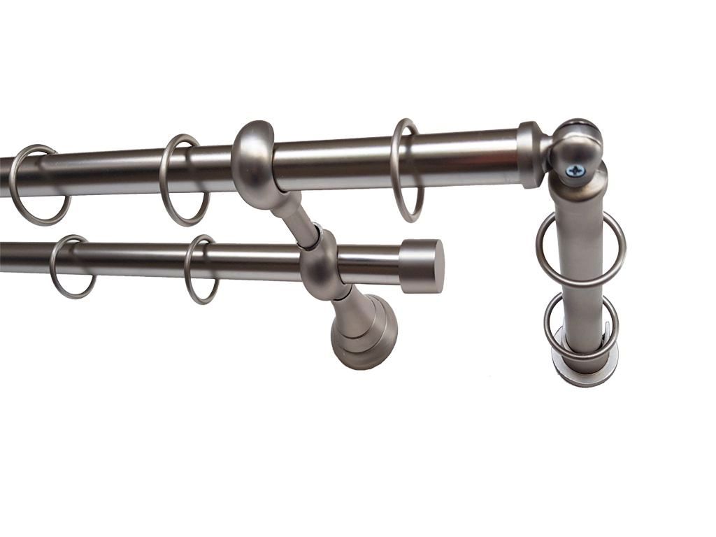 Galerie metalica Blackout dubla 19 mm, satin nickel (argintiu mat)