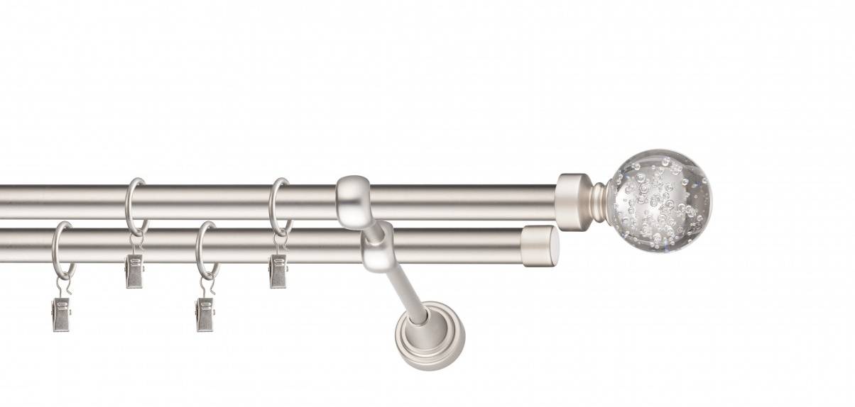 Galerie metalica Buble dubla 19 mm, satin nichel (argintiu mat)