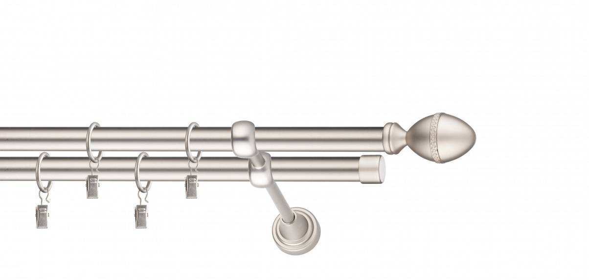 Galerie metalica Cezar dubla 19 mm, satin nichel (argintiu mat)