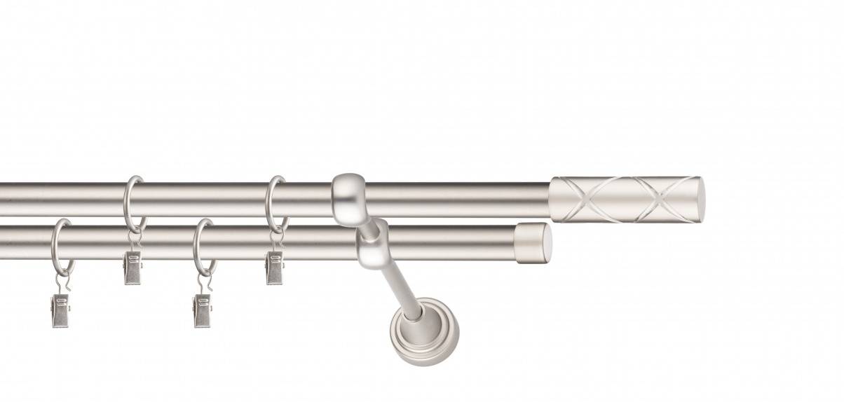 Galerie metalica Ciel dubla 19 mm, satin nichel (argintiu mat)