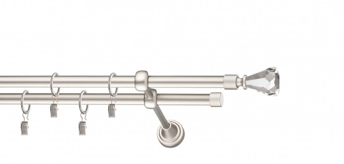 Galerie metalica Cristal dubla 19 mm, satin nichel (argintiu mat)